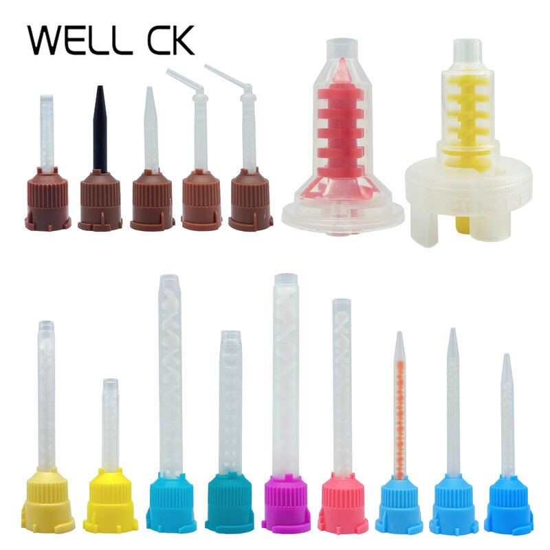 WELL CK 일회용 치과 인상용 믹싱 팁, 믹싱 튜브, 실리콘 고무 필름, 치과 제품, 치과 재료, 봉지 당 50 개
