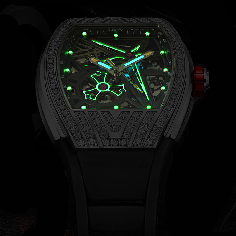 IW-Montre-bracelet mécanique automatique étanche pour homme, montre en caoutchouc diamant, horloge Shoous, design original, mode