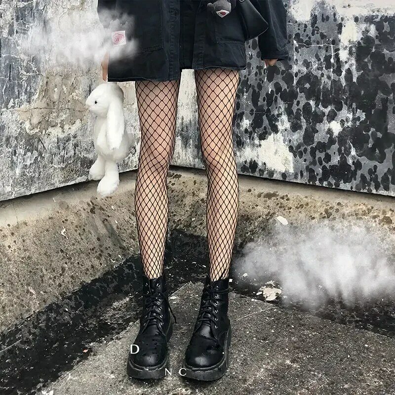 Meias de corpo Lolita Cosplay Fishnet para mulheres, meias longas de nylon, meias de cintura alta, meia-calça, coxa sexy, alta