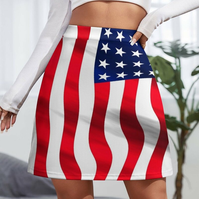 Rok Mini bendera Amerika untuk wanita, rok pendek musim panas, rok mini wanita