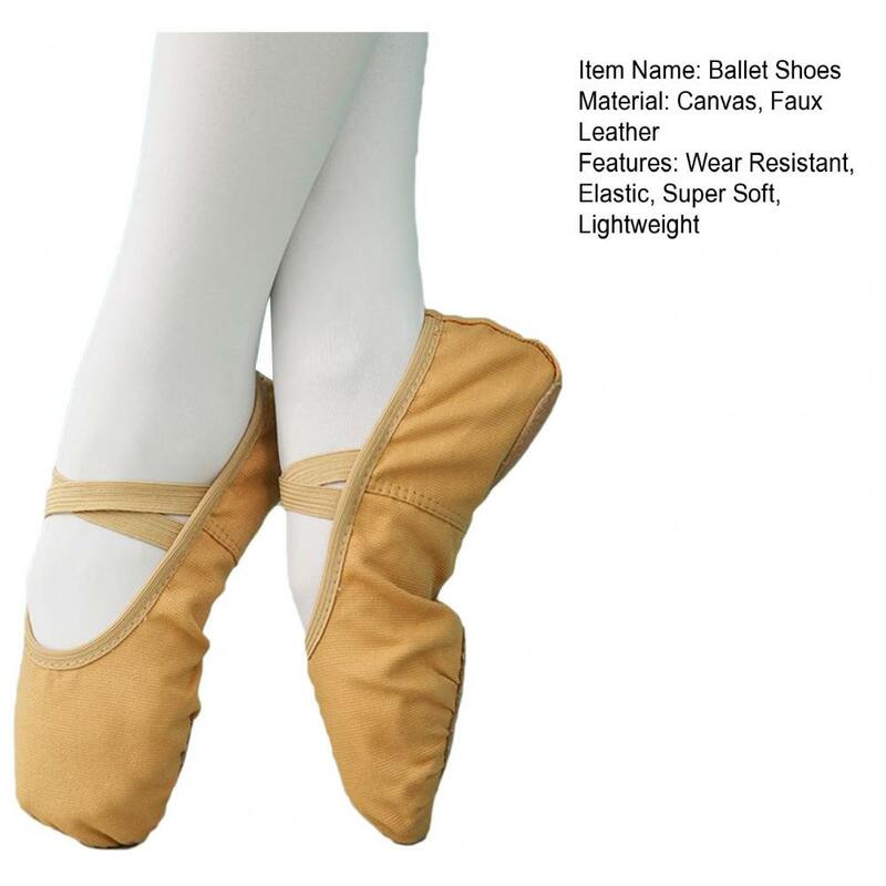Zapatillas de Ballet para mujer, zapatos de lona con suela dividida elástica, zapatillas de baile, 1 par