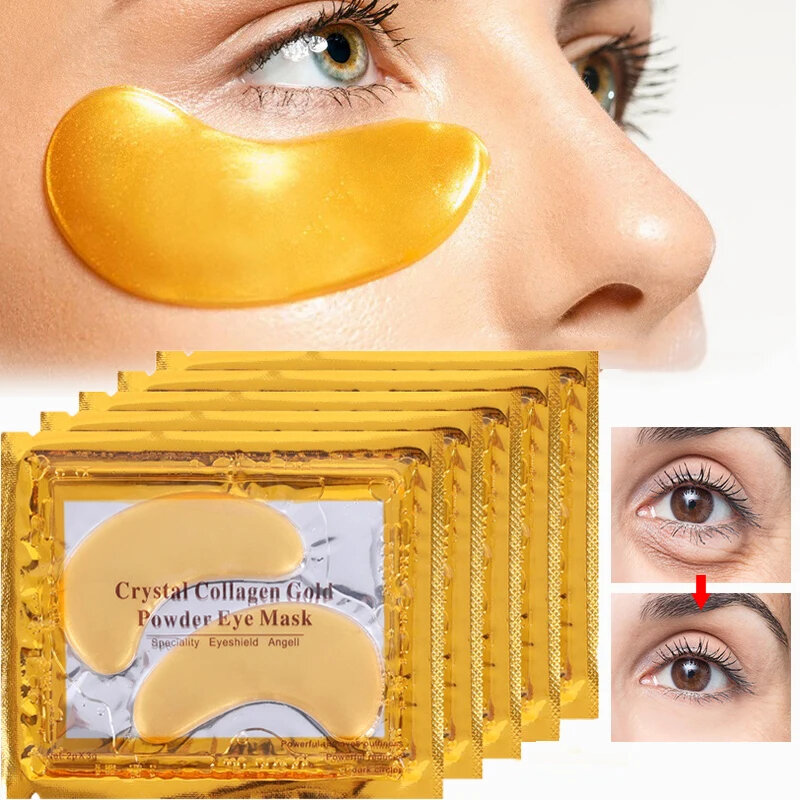 10 buah Masker Mata bubuk Emas Kolagen kristal, kosmetik Korea Anti Penuaan lingkaran hitam jerawat untuk perawatan kulit mata