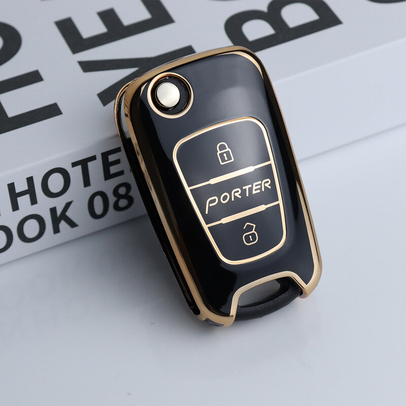 2 3 bottons เคสกรอบกุญแจรีโมทรถยนต์ TPU พวงกุญแจสำหรับ Hyundai Porter ตัวยึดควบคุมกุญแจรถยนต์แบบพับได้แบบฝาพับอุปกรณ์เสริมรถยนต์
