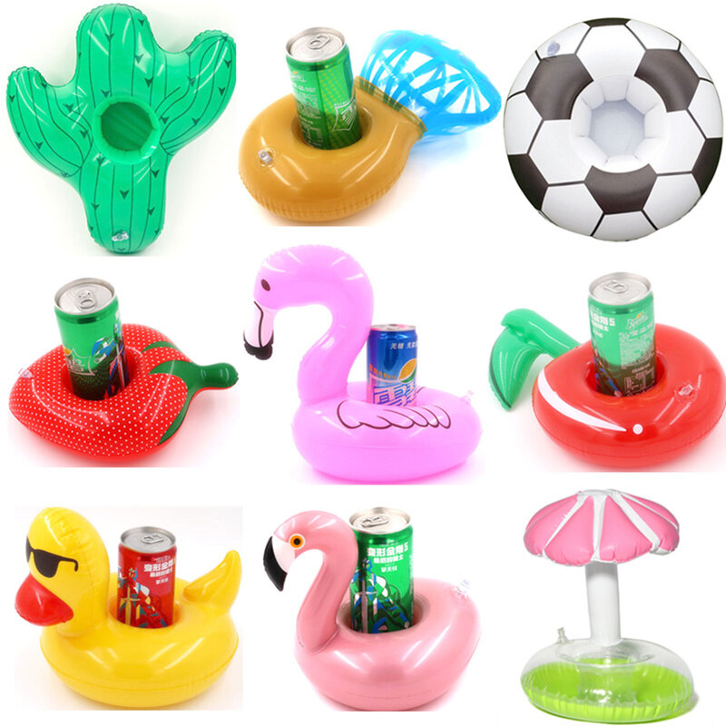 15pcs Not repeating Mini fanny Inflatable Red Flamingo Floating Drink Cup Holder Swimming Pool Bathing Beach Party Toy Boia