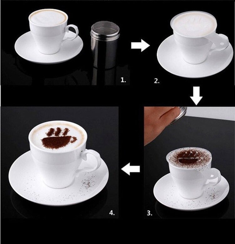 16 Stuks Koffie Latte Cappuccino Barista Pull Bloem Stencils Cake Sjablonen Afdrukken Lahua Mal Patronen Spray Bloem Schimmel Gereedschap