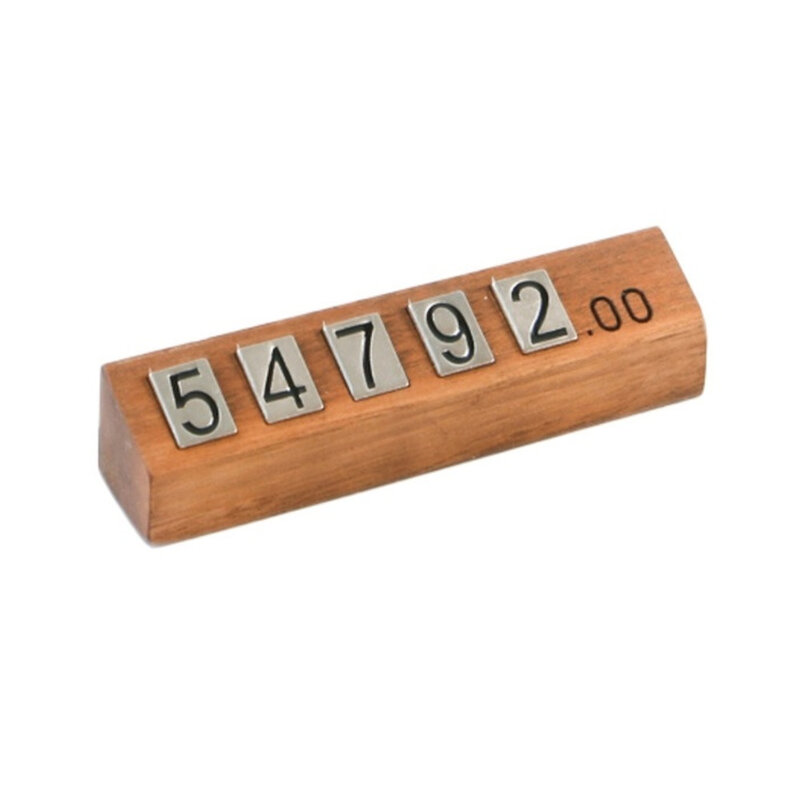 Drewniana cena wyświetlacz licznik stojak etykieta regulowana liczba i podstawa drewniana
