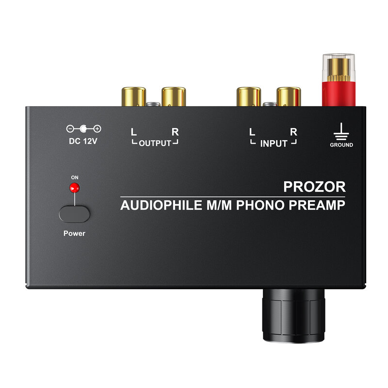 PROZOR Phono Preamp Preamplifier Input RCA Ke RCA 3.5Mm Jack Output Phono Preamplifier dengan Kontrol Tingkat Adaptor Daya UE