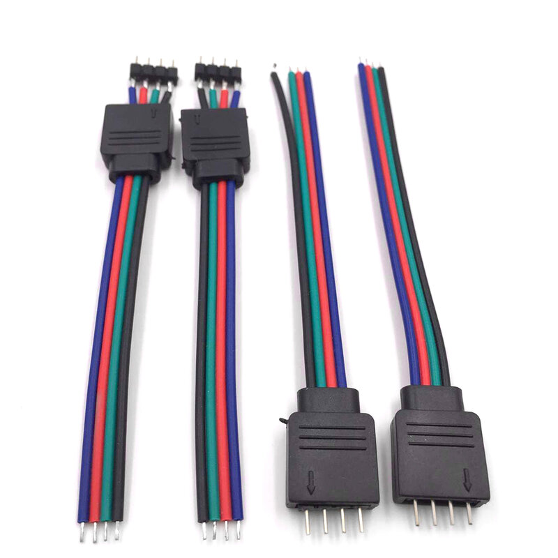 10 buah 4pin LED RGB RGBW Strip konektor lampu Male & Female Plug soket penghubung kabel kawat untuk 5050 RGB RGBW Led Strip cahaya