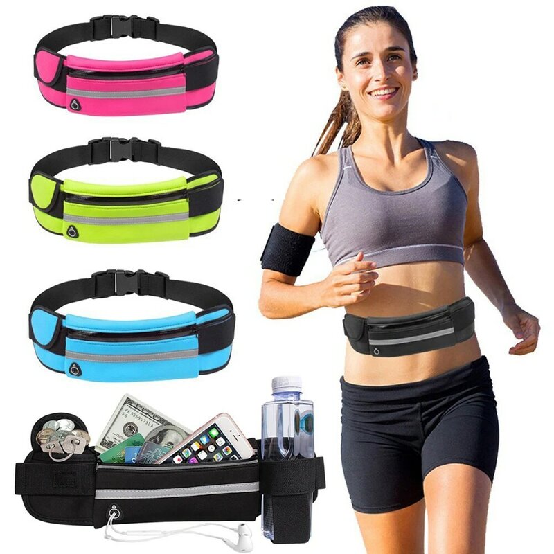 Mini jogging sacos de cintura leve cinto de corrida pacote de cintura portátil elástico respirável com faixa reflexiva para o esporte ao ar livre