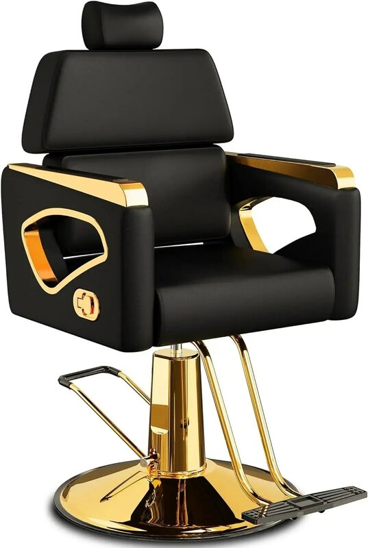 Профессиональное кресло с откидной спинкой и съемным подголовником, парикмахерское кресло с премиум стальной рамой, удобное и элегантное