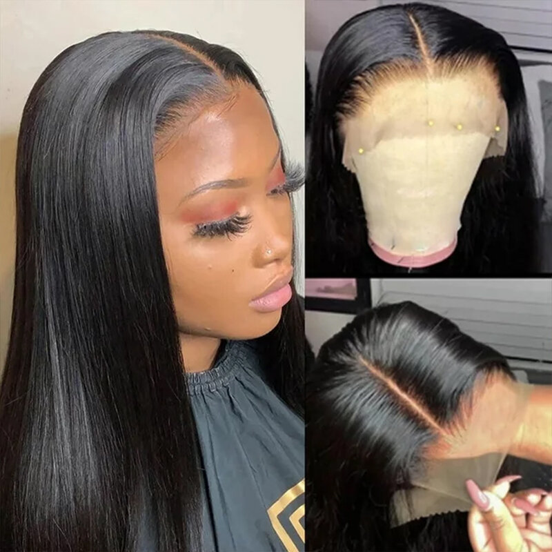 Botisi Straight Human Hair Wigs 5x5 Glueless Lace Closure Wig 180% Density PrePlucked Hairline Lace Front Human Hair Wig