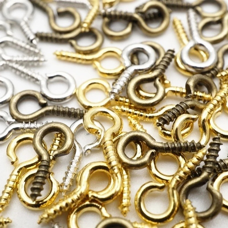 100/300pcs Small Tiny Mini Eye Pins Eyepins Hooks Eyelets Screw Threaded Gold Silver Clasps Hooks Jewelry Finding For Making DIY