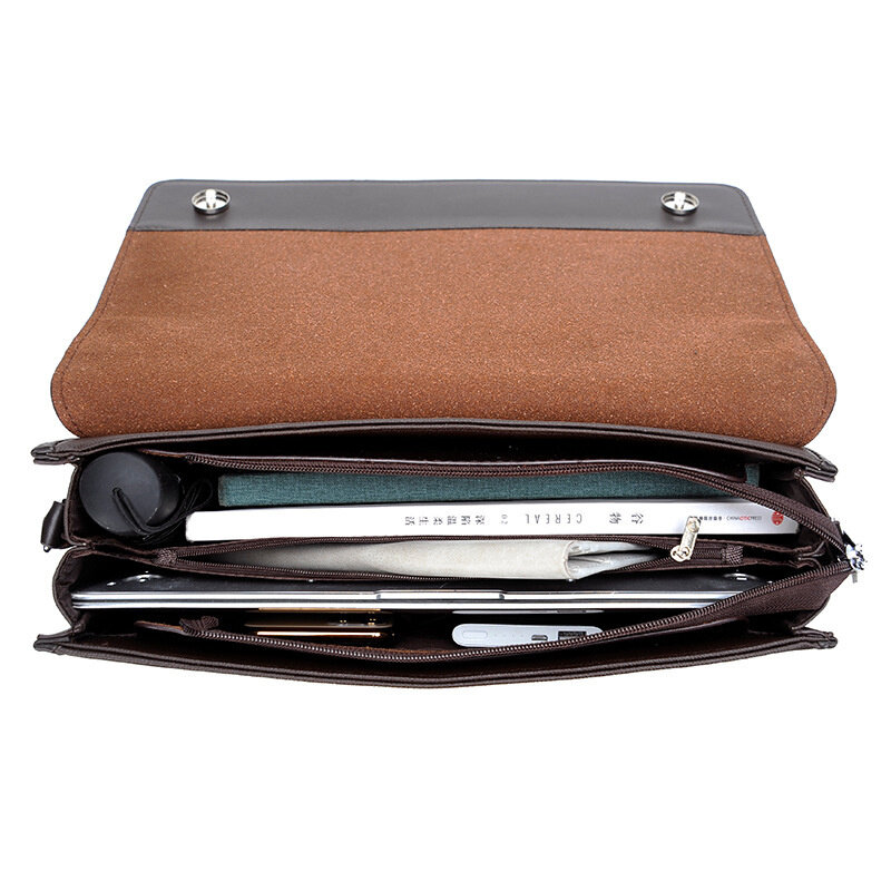 Деловой портфель из искусственной кожи для мужчин, роскошная сумка-книжка для ноутбука, офисный мужской чемоданчик через плечо