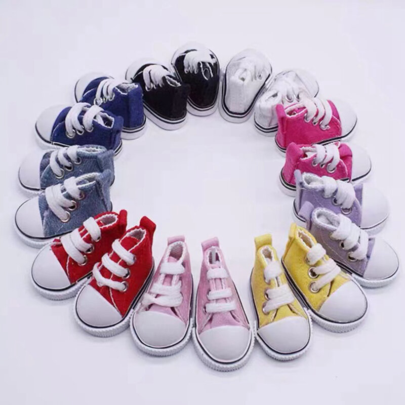 1/6 BJD Sepatu Boneka Buatan Tangan 5 CM Sepatu untuk Boneka Mini Kanvas Tali Sepatu Boneka Bermain Rumah Berdandan Aksesoris Mainan Anak-anak Hadiah