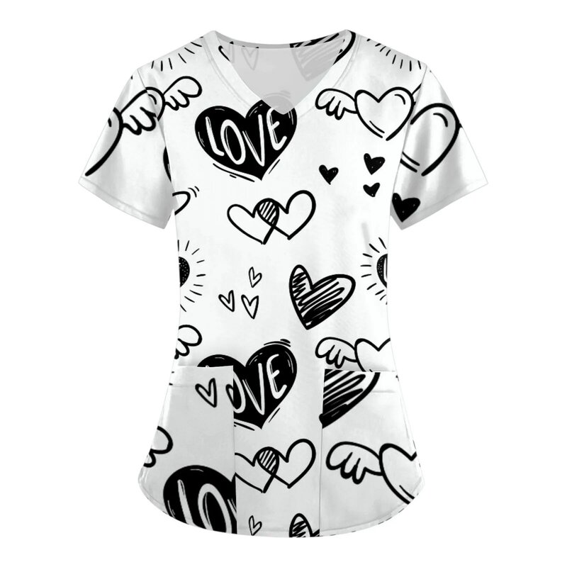 Uniformes de jour Leon pour femmes, chemise de toilettage pour animaux de compagnie, chemise de soins de spa, haut imprimé, poches, 138