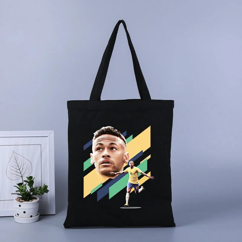 Borsa per studenti stampata Neymar borsa per la spesa per adulti borsa per la scuola casual borsa nera