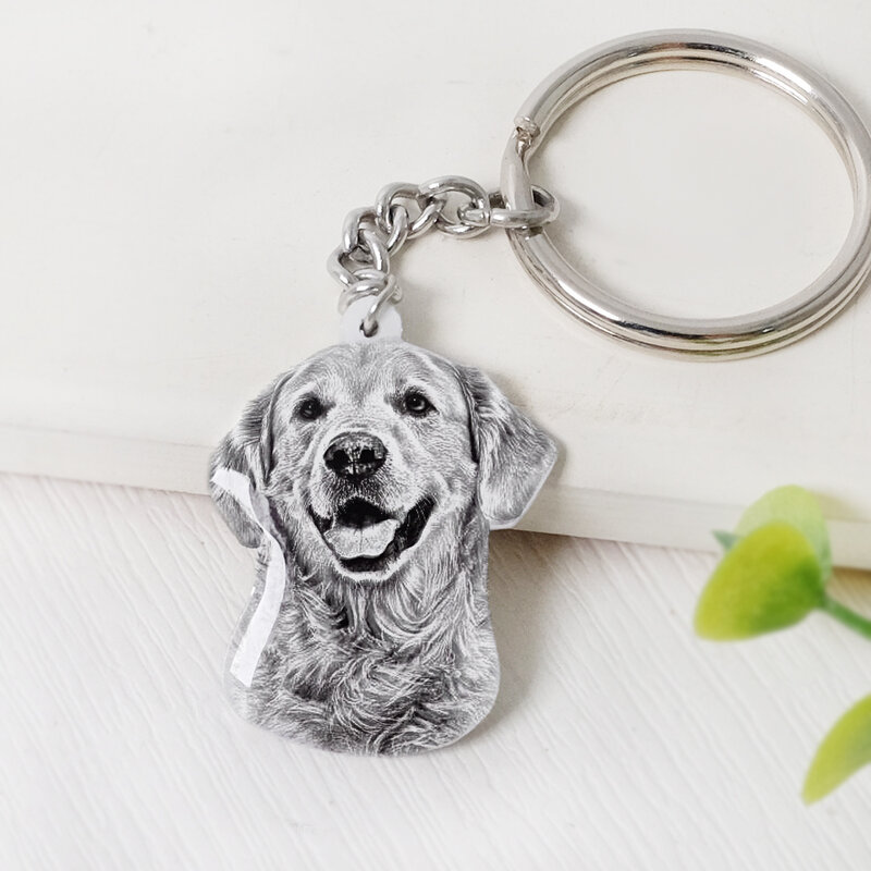 Custom Pet Photo Keychain Personalized Dog Keychain Cat Keyring Animal Photo Key Chain Accessories Custom Gift for Dog Lover