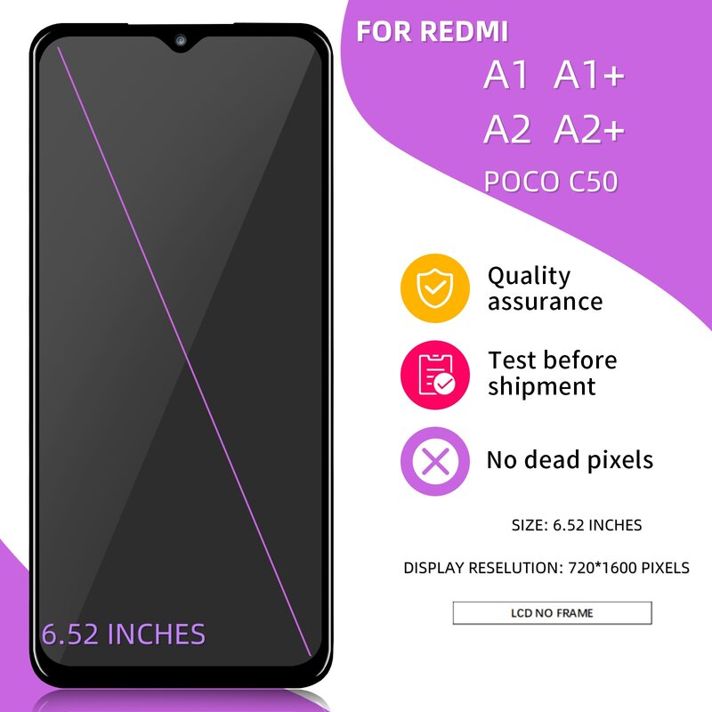 A1 A1สำหรับ Xiaomi redmi PLUS, 220733SI LCD หน้าจอสัมผัสประกอบ Digitizer สำหรับ Redmi A2 A2 + A2 PLUS 23028RN4DG