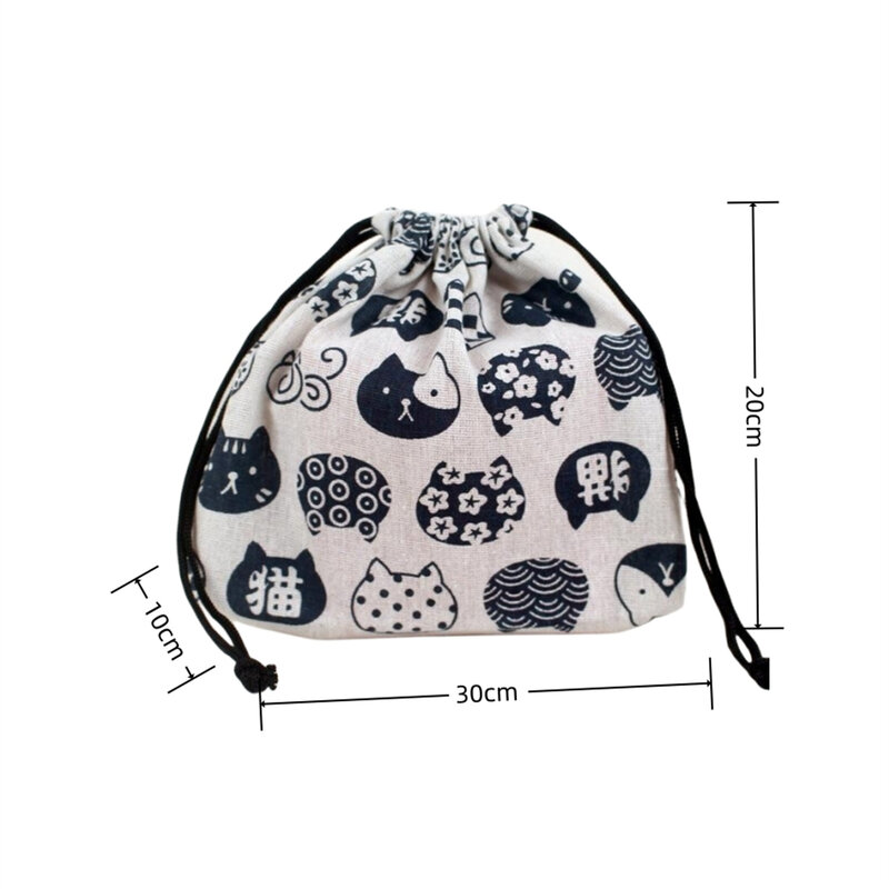 1Pc borsa portaoggetti per scatola da pranzo con coulisse in stile giapponese per Picnic da viaggio portatile facile da lavare Bento Lunch Box Tote Pouch