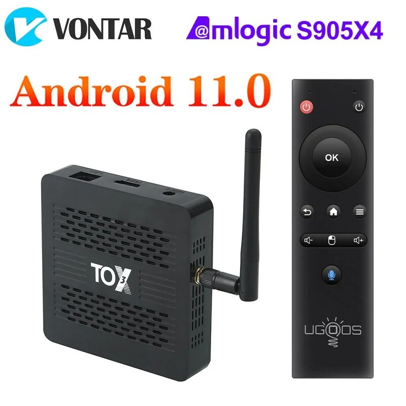TOX3-reproductor multimedia 4K con Android 11, dispositivo de TV inteligente, 4GB, 32GB, Amlogic S905X4 2T2R, Wifi Dual, 1000M, Internet, BT4.1, compatible con AV1, DLNA
