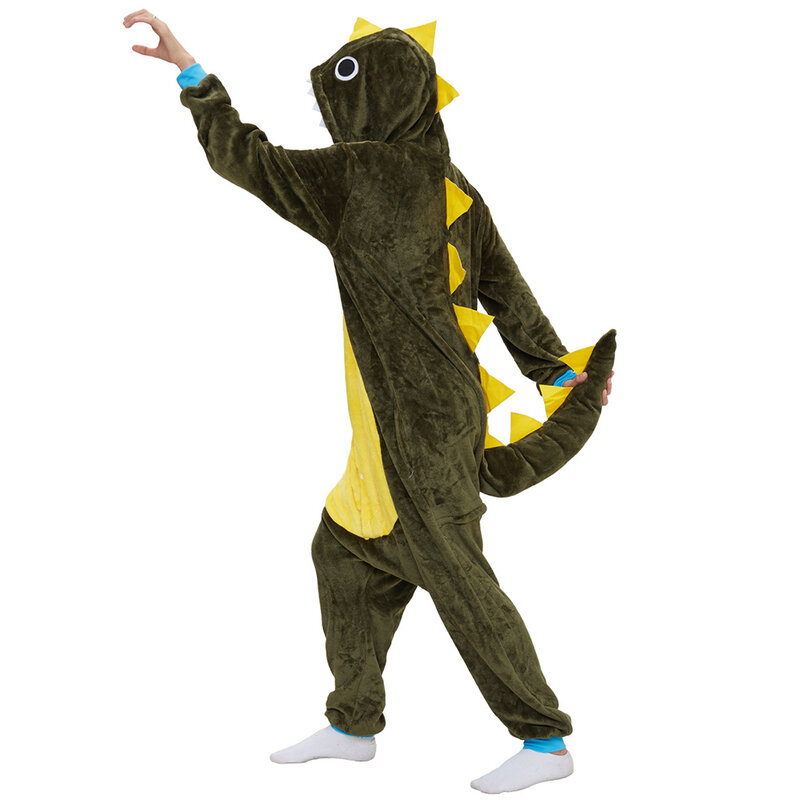 Dieren Draak Onesies Pyjama Unisex Volwassen Jumpsuit Met Capuchon Voor Mannen Halloween Kostuum Cosplay Nachtkleding Eendelig Homewear
