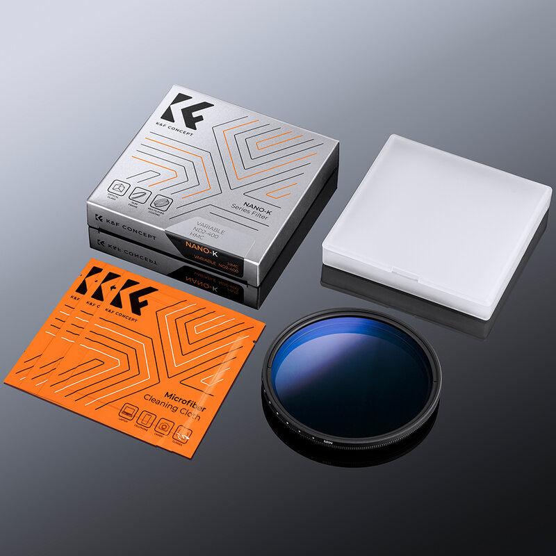 K & F Concept 40.5 58 62 67 77 82mm Ultra sottile multistrato ND Fader filtro a densità neutra variabile da ND2 a ND400 per obiettivo fotografico