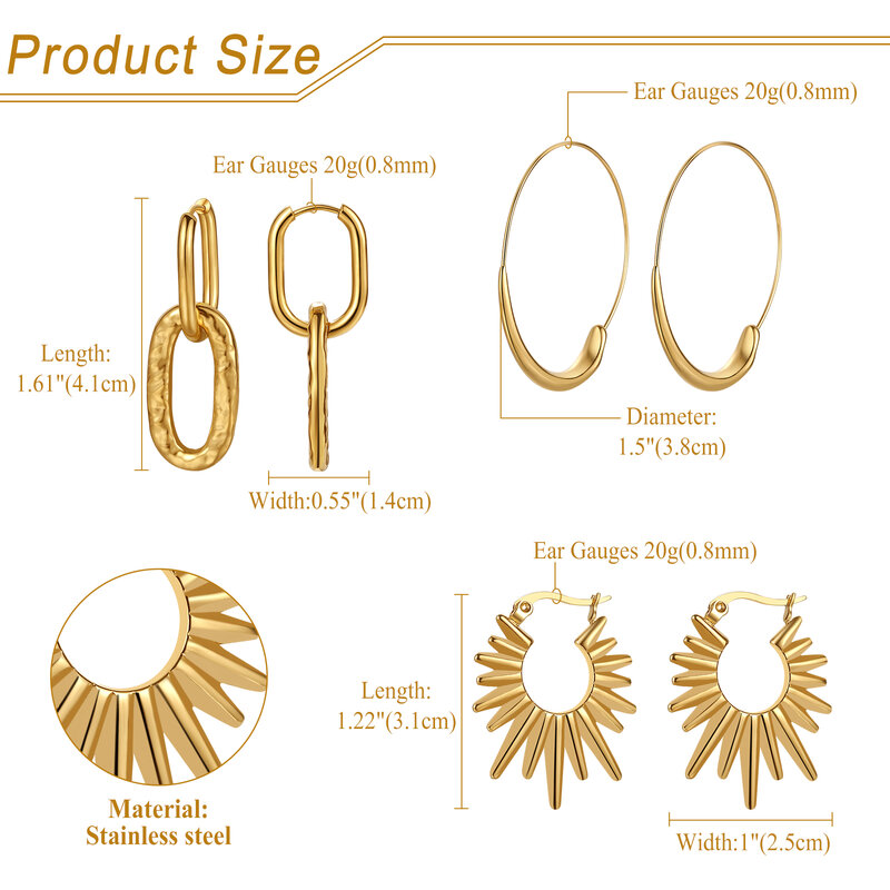 Damskie zestaw kolczyków w kształcie obręczy złote w nieregularnym kształcie kolczyki damskie wysokie wykwintne biżuteria prezent na walentynki