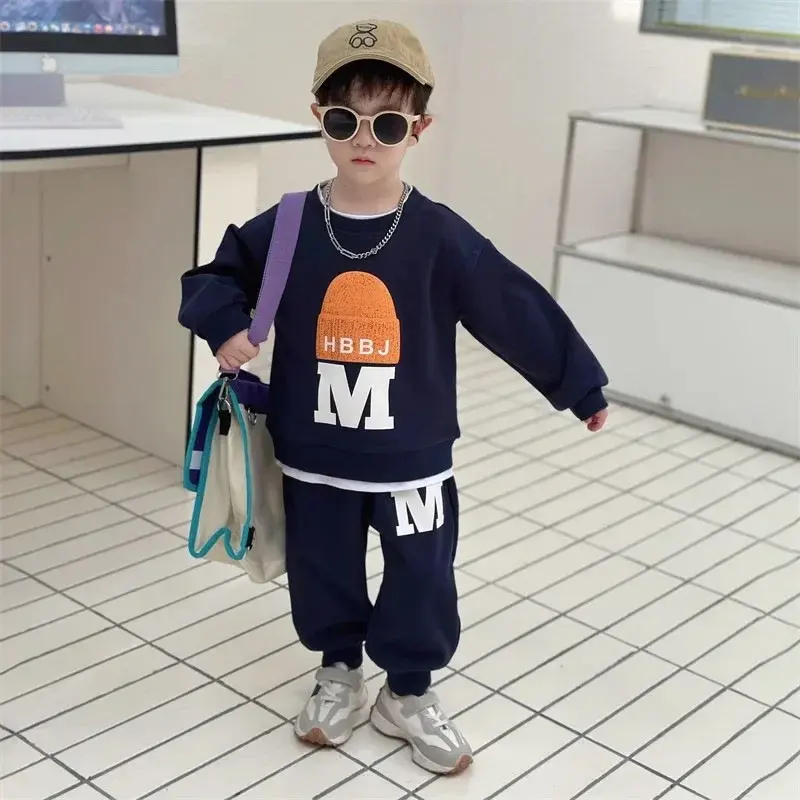Górny i dolny zestaw ubrań dla dzieci zestaw chłopięcy maluchy dzieci chłopcy dres jesień koreański odzież garnitur dziecięcy dla chłopca