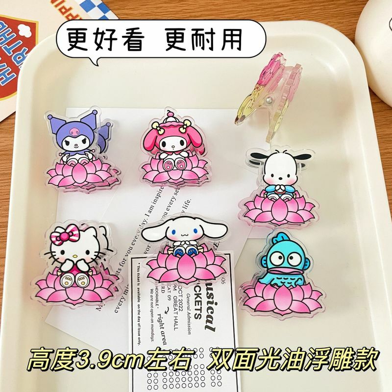 2024 New Sanrio Kuromi Double-sided Cartoon Glossy Oil Relief Pacha Dog Sealing Clip Cartoon Cute Mixed Wholesale Pp Note Clip