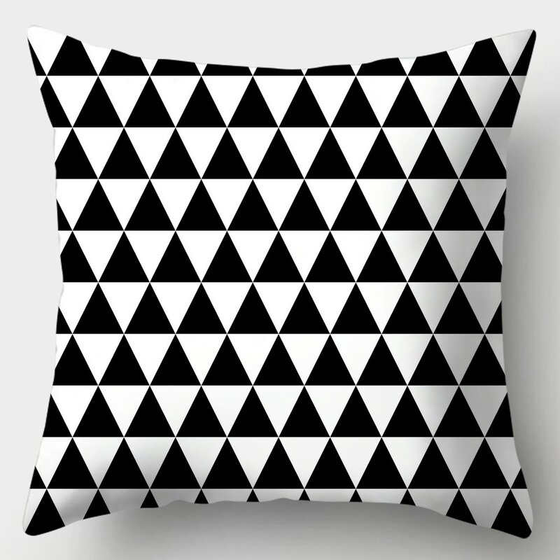 Decoração de casa série preto e branco impresso fronha quadrada sofá fronha simples capa de almofada