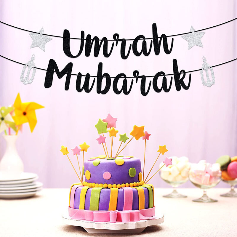 Umrah Mubarak Banner Eid Mubarak Banner decoraciones para fiestas suministros