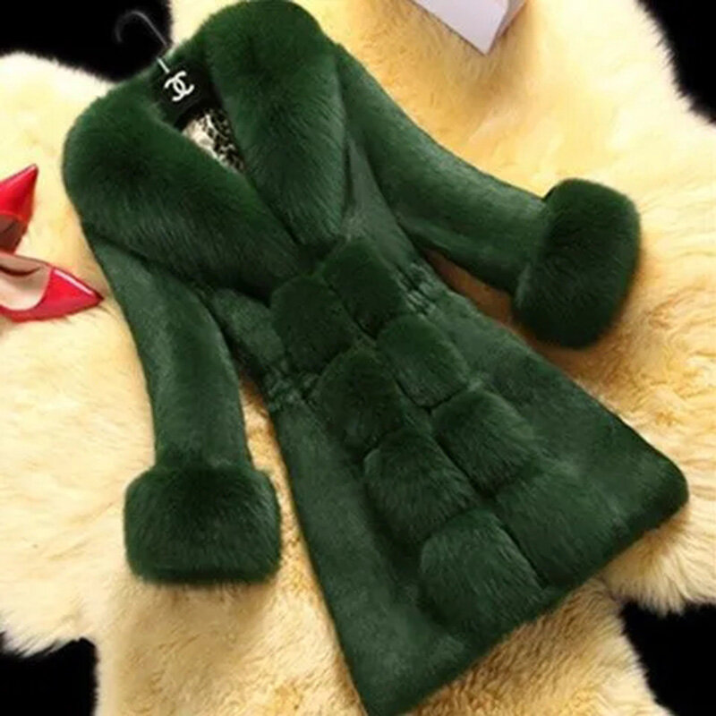 2022 Autumn Winter New faux Fur Coat Womens Fashion Casual Imitation Mink Fur Jacket Women Large Size Fur Collar Warm Outerwear