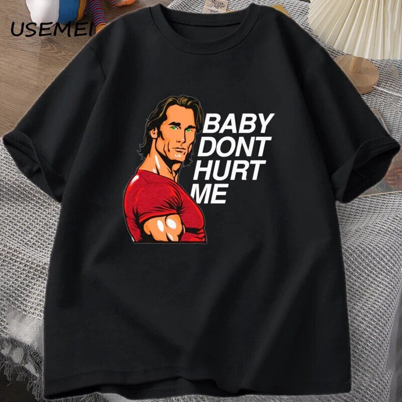 Baby Don't Hurt Me Meme 그래픽 티셔츠, 남성 의류 상의, 코튼 프린트 반팔, 남성 코튼 티셔츠, O-넥 티