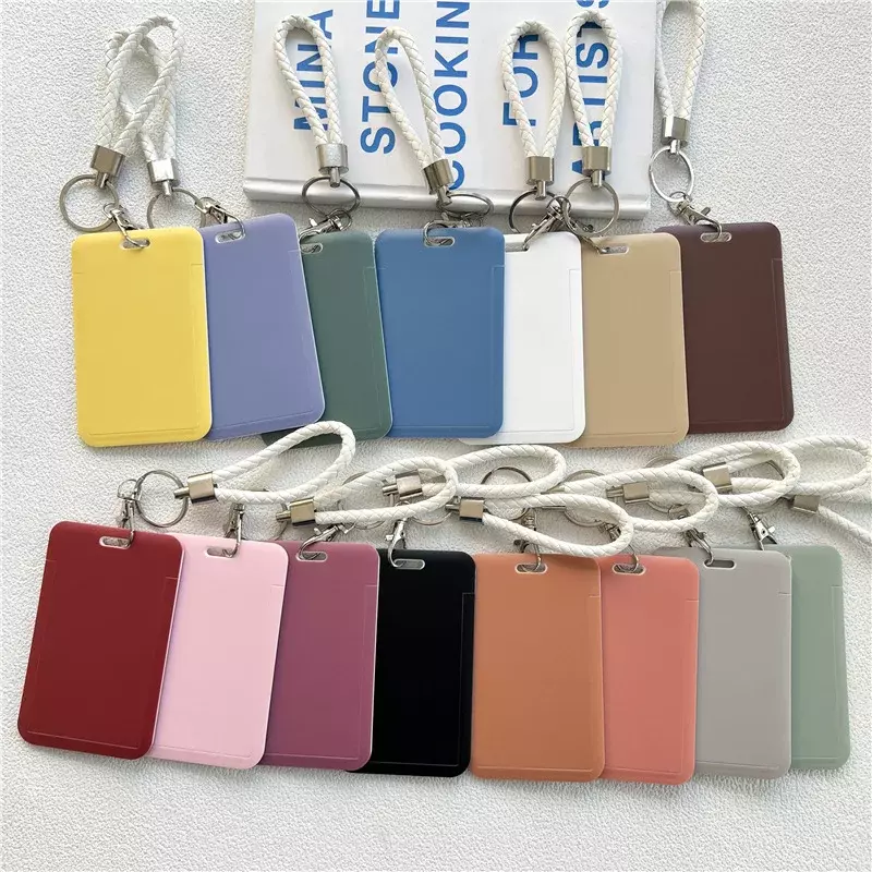 Plastic Simple ID Business Card Holder Bags Credit Bank ID Holders Badge Child Student Candy Colors Bus Card Cover Case