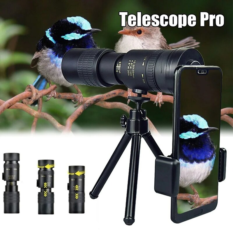 4K 10-300X40MM Super teleobiettivo telescopio monoculare Zoom binocolo monoculare telescopio tascabile per Smartphone scatta foto