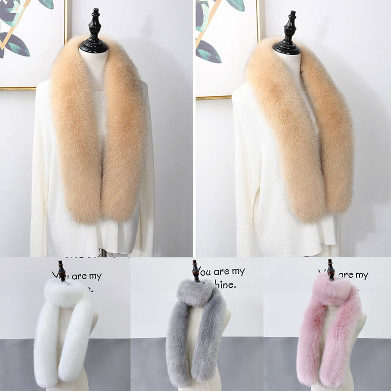 Warm Soft Fur Scarf for Women Faux  Fur Scarf Female Winter Fake Collar Long Plush Fur Shawl Cloak Girls Clothes Accessories