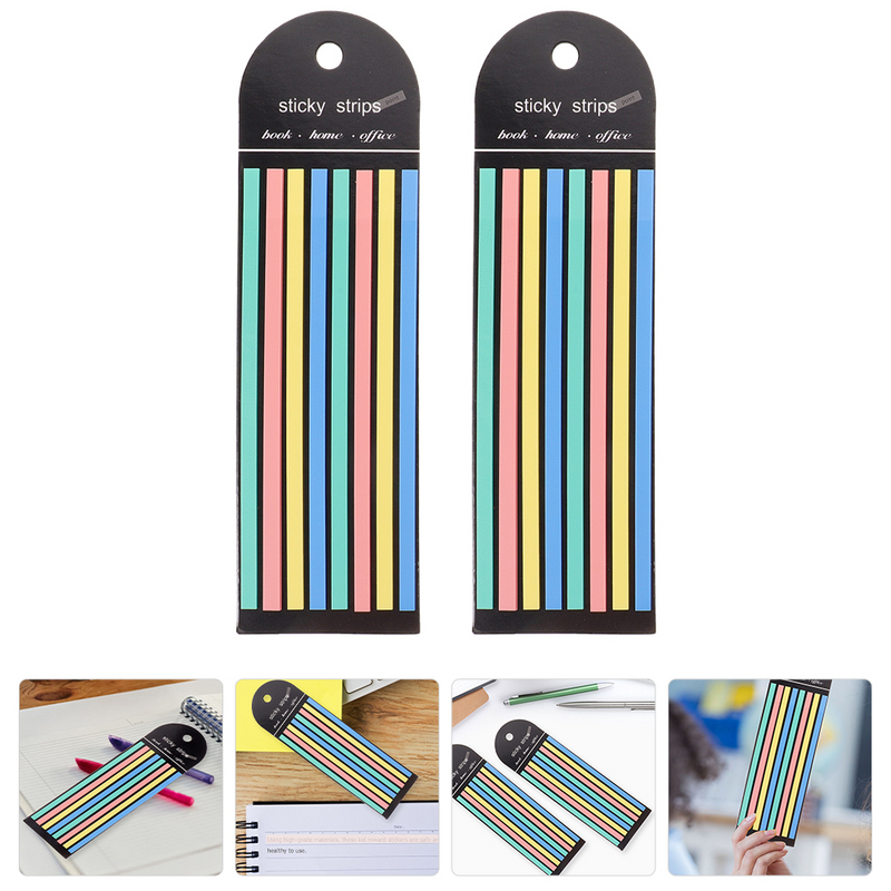 2 Books Long Index Stickers Fluorescence Book Annotation Tabss Colorful Bookmark Strip Detachable