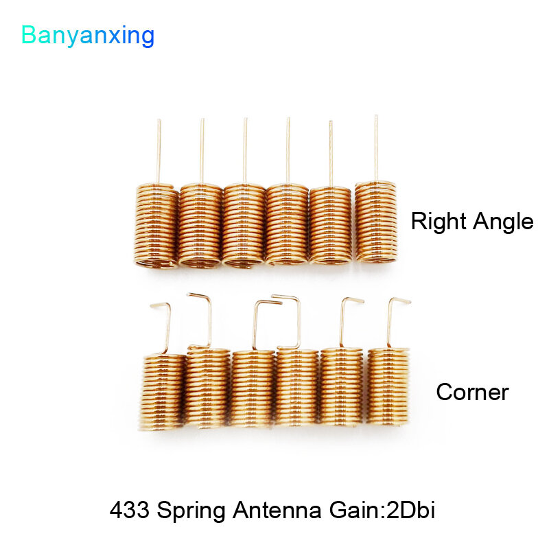 Antena de resorte de cobre de 433Mhz, bobina helicoidal 2Dbi 433, Módulo incorporado, soldadura PCB, 10 unidades por lote