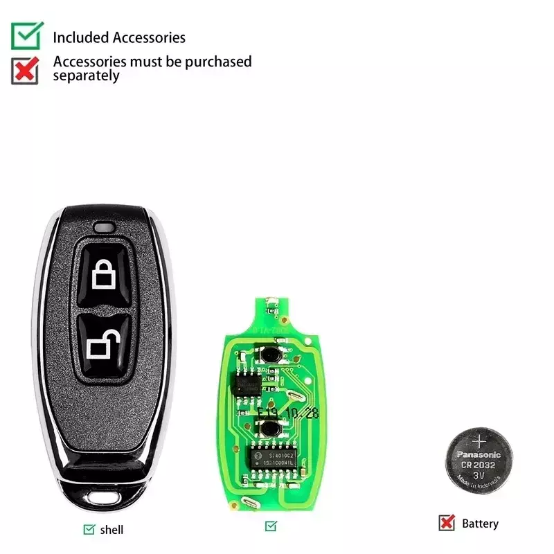 Xhorse-XKGD12EN Universal Wire Remote Key, Garage Door Remote Control Tool, Versão Inglês, 2 Botões, 5Pcs