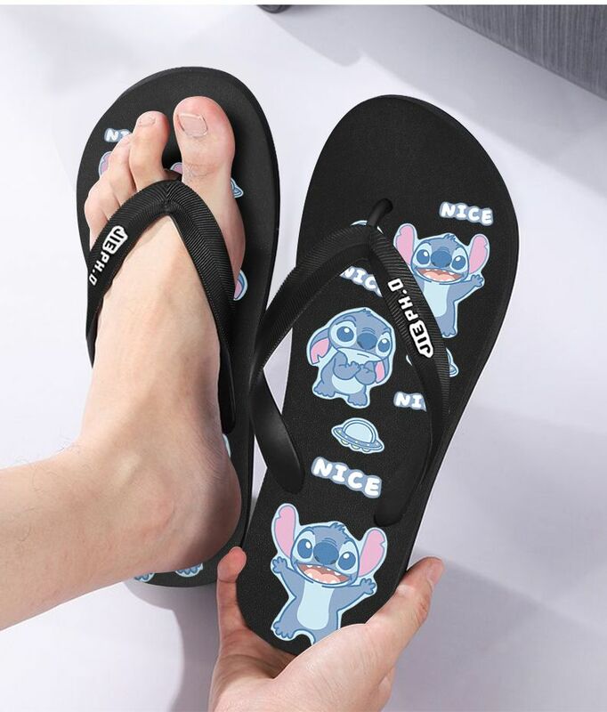 New Stitch Anime Cartoon Flip Flop Creative Kawaii Anti-Slip Beach Shoes Personalized Cute Men's and Women's Sandals Wholesale
