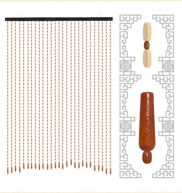 Wooden Bamboo Bead Curtain String Design Handmade Fringe Door Curtain Anti-mosquito Partition Rope Home Decor Room Divider