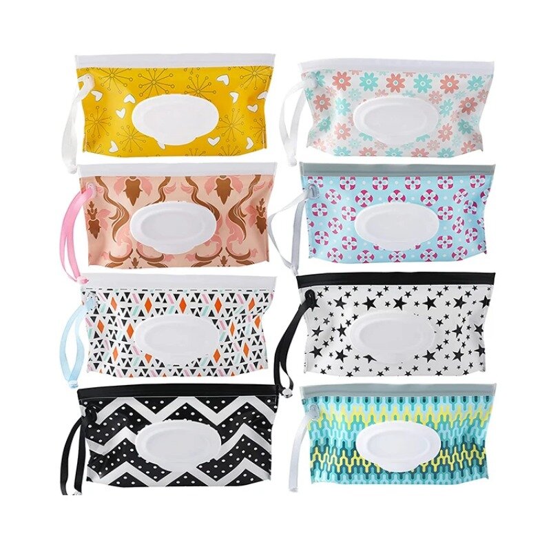 Eco-Friendly portátil Wet Wipes Bag, Baby Wipes Box, Wet Wipe Box, Toalhetes de limpeza, Clamshell Snap Strap, Container Case, 1Pc