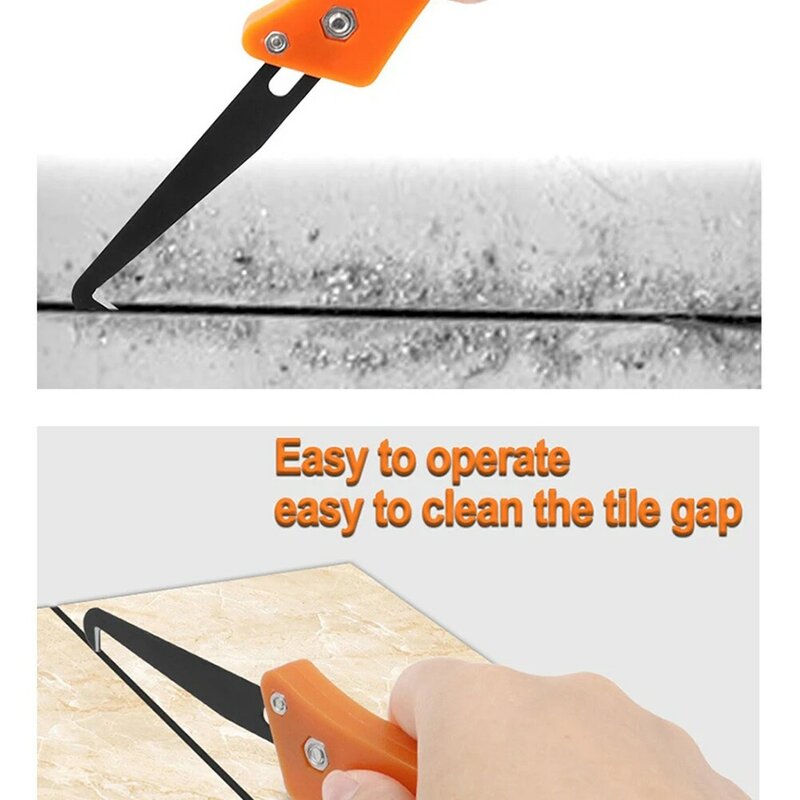 Telha cerâmica Gap Mão Repair Tool, Gancho Blade, Remoção Old Grout para Limpeza Dirty Crack Entre Telhas Durabilidade, 2Pcs