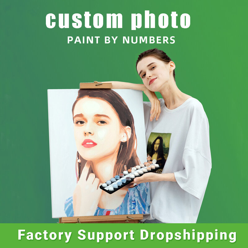 Pintura personalizada por números para adultos, Kits de fotos, pintura a óleo acrílica, DIY sobre tela, personalidade, drop shipping