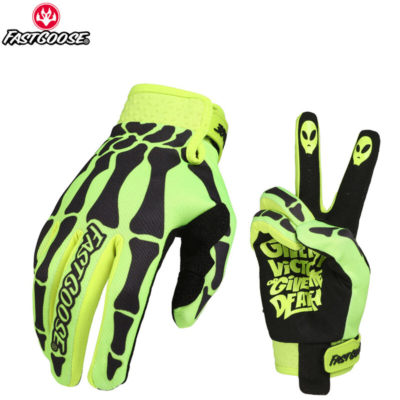 FASTGOOSE Skeleton Gloves Motorcycle Motocross Off Road MX BMX MTB ATV Guantes Moto Bicycle Touch Screen Cycling Gloves Q