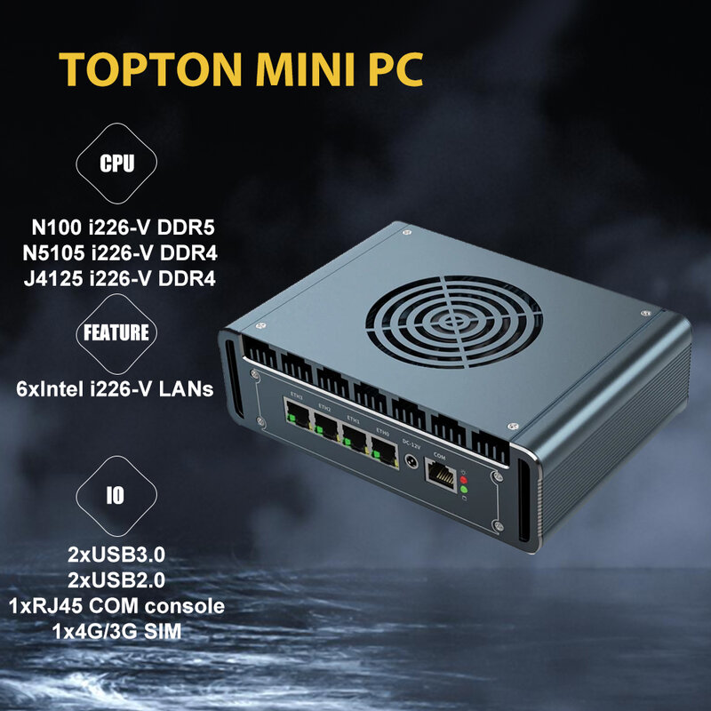 Mini PC Firewall Micro Appliance, N100 Celeron, N5105, J4125, J5040, 4 * Ethernet Desktop, Computador, Casa, Escritório, Negócios, PC, DP, HD