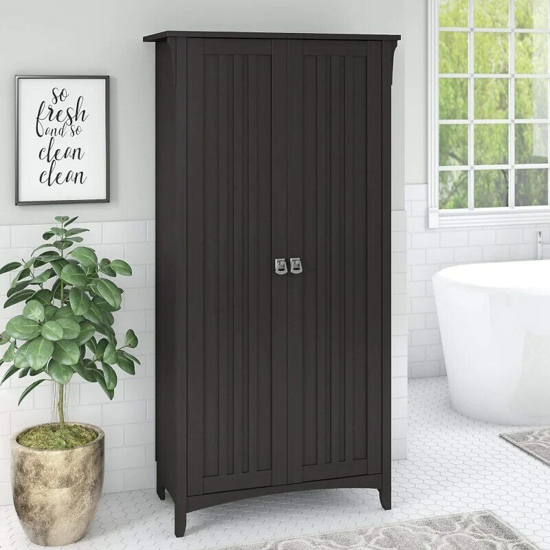 Bush Furniture Salinas Bathroom Storage Cabinet with Doors, Vintage Black