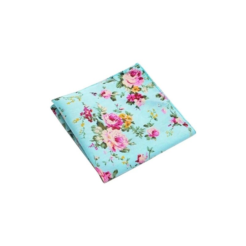 Ikepeibao New Men's Pocket Square Blue Handkerchiefs Paisley Floral Cotton Hankies 22*22cm Free Shipping