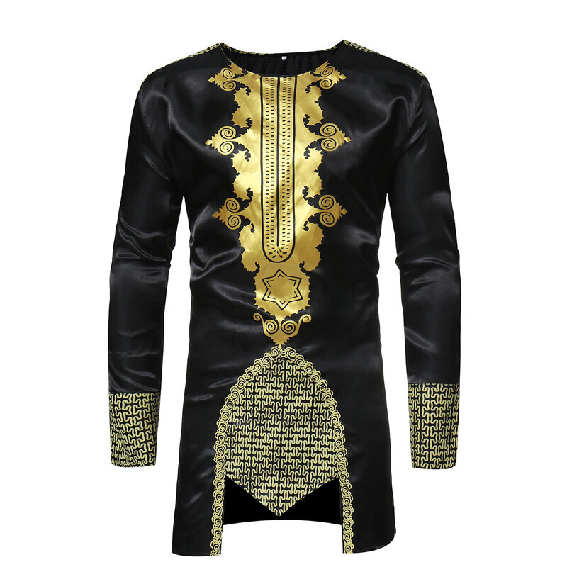 Abaya-Robe de Luxe Décontractée pour Homme Musulman, Vêtement Islamique Arabe, Imprimé Ethnique, Col Montant, Jeune, Chemise Mi-Longue, Manteau, 2023