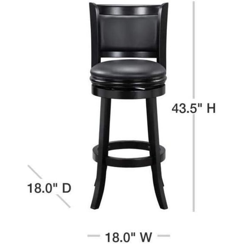 Boraam Augusta Bar HEIGHT เก้าอี้หมุน, 29นิ้ว, สีดำ